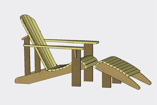 3D-modell: Her får du oppskriften på både Adirondack-stol og skammel. 3D-modell: Her får du oppskriften på både Adirondack-stol og skammel.